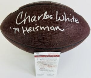 CHARLES WHITE SIGNED NIKE FOOTBALL USC TROJANS LOS ANGELES RAMS AUTOGRAPH JSA 83