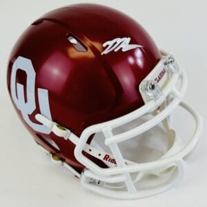 JALIL FAROOQ SIGNED OKLAHOMA SOONERS MINI FOOTBALL HELMET OU AUTOGRAPH COA K2