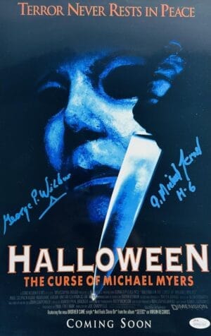 GEORGE WILBUR MICHAEL LERNER SIGNED 11X17 PHOTO HALLOWEEN MICHAEL MYERS  JSA 907