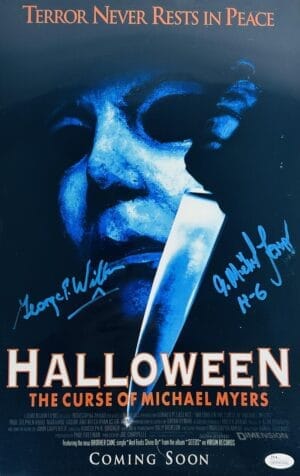 GEORGE WILBUR MICHAEL LERNER SIGNED 11X17 PHOTO HALLOWEEN MICHAEL MYERS  JSA 906
