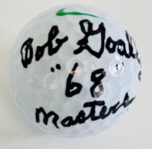 BOB GOALBY SIGNED NIKE GOLF BALL 1968 AUGUSTA MASTERS WINNER AUTOGRAPH COA K1