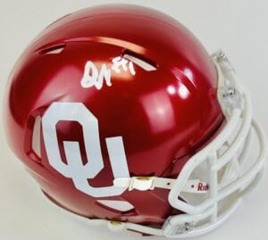 DASAN MCCULLOUGH SIGNED OKLAHOMA SOONERS MINI FOOTBALL HELMET OU AUTOGRAPH J1