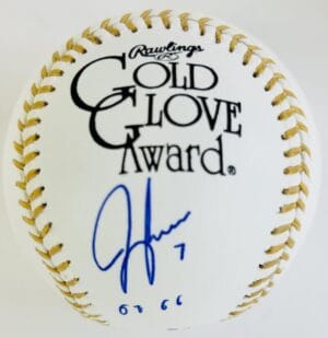 JEFF FRANCOEUR SIGNED GOLD GLOVE BASEBALL ATLANTA BRAVES ROYALS AUTOGRAPH COA J1