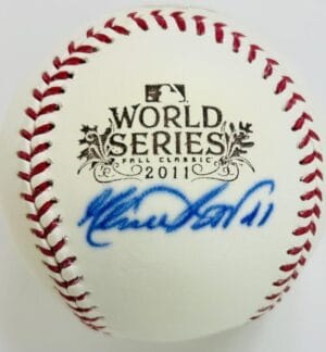 MITCHELL BOGGS SIGNED 2011 WORLD SERIES LOGO BASEBALL CARDINALS AUTOGRAPH COA J3