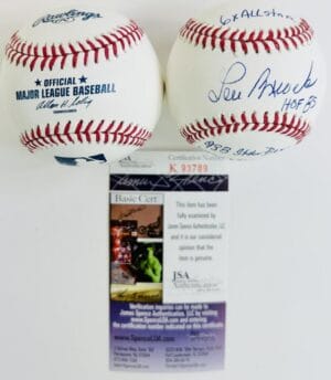 LOU BROCK SIGNED 4 INSCRIPTION OMLB BASEBALL ST LOUIS CARDINALS AUTOGRAPH JSA J9