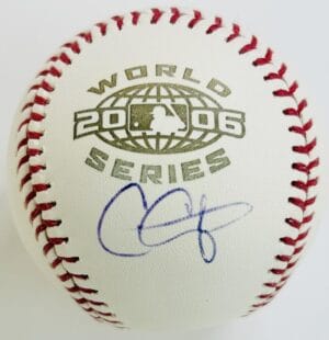 CHRIS CARPENTER SIGNED 2006 WORLD SERIES LOGO BASEBALL CARDINALS AUTOGRAPH J1