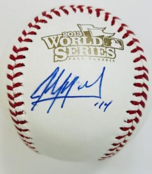JOHN MOZELIAK SIGNED 2013 WORLD SERIES BASEBALL ST LOUIS CARDINALS AUTOGRAPH J5