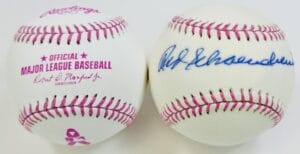 RED SCHOENDIENST SIGNED PINK MOTHERS DAY LOGO BASEBALL CARDINALS AUTOGRAPH K2