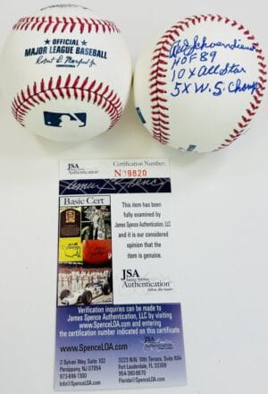 RED SCHOENDIENST SIGNED OMLB STAT BASEBALL ST LOUIS CARDINALS AUTOGRAPH JSA J20