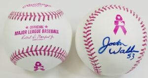 JORDAN WALDEN SIGNED PINK MOTHERS DAY BASEBALL ST LOUIS CARDINALS AUTOGRAPH J2