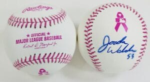JORDAN WALDEN SIGNED PINK MOTHERS DAY BASEBALL ST LOUIS CARDINALS AUTOGRAPH J10