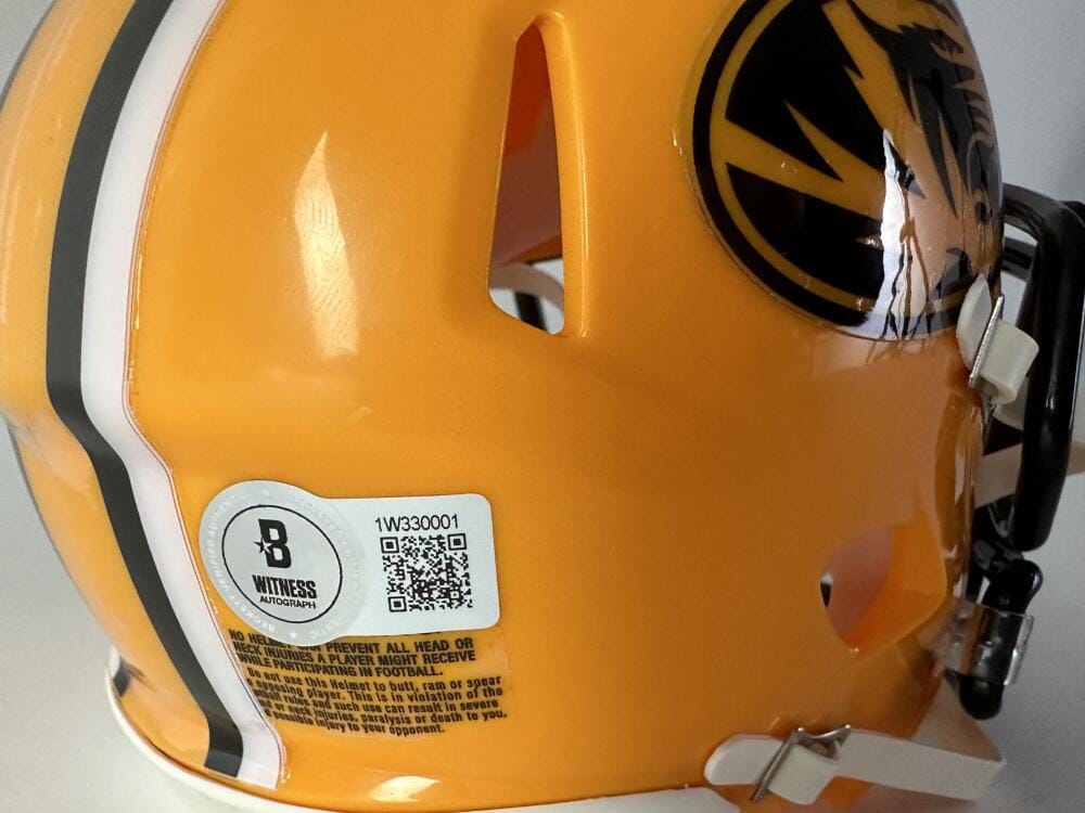 Brady Cook Signed Missouri Tigers Alternate Mini Helmet Mizzou Autograph Bas 001 - Image 2