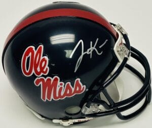 LANE KIFFIN SIGNED OLE MISS REBELS FOOTBALL MINI HELMET AUTOGRAPH BAS J680