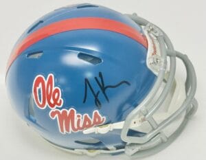 LANE KIFFIN SIGNED OLE MISS REBELS FOOTBALL MINI HELMET AUTOGRAPH BAS J684