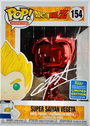 CHRIS SABAT SIGNED SUPER SAIYAN VEGETA CHROME FUNKO POP 154 DRAGON BALL Z BAS 87