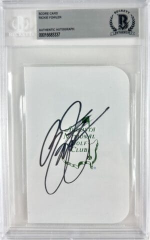 RICKIE FOWLER SIGNED AUGUSTA MASTERS SCORECARD BECKETT SLABBED GOLF BAS 337