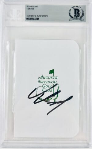 TOM KIM JOO-HYUNG SIGNED AUGUSTA MASTERS SCORECARD BECKETT SLABBED GOLF BAS 341