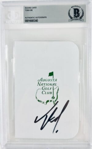 TOM KIM JOO-HYUNG SIGNED AUGUSTA MASTERS SCORECARD BECKETT SLABBED GOLF BAS 340