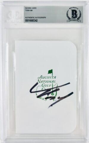 TOM KIM JOO-HYUNG SIGNED AUGUSTA MASTERS SCORECARD BECKETT SLABBED GOLF BAS J342