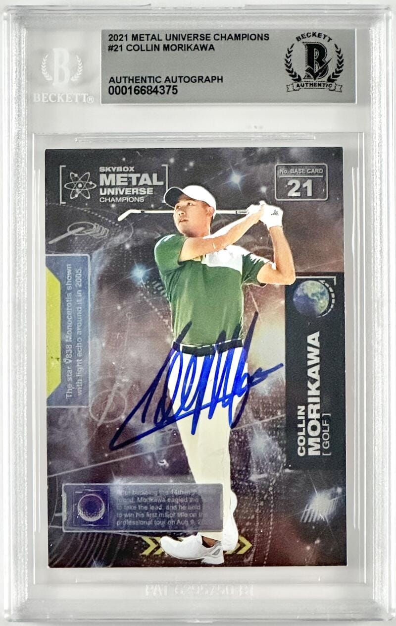 COLLIN MORIKAWA SIGNED 2021 METAL UNIVERSE ROOKIE CARD BECKETT SLABBED GOLF BAS