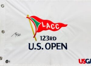 MAX HOMA SIGNED 2023 U.S. OPEN GOLF PIN FLAG AUTOGRAPH MASTERS BECKETT K85