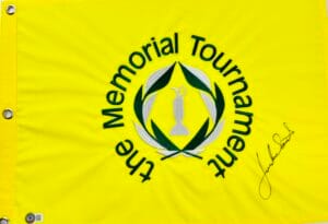 JORDAN SPIETH SIGNED THE MEMORIAL TOURNAMENT GOLF PIN FLAG AUTOGRAPH BAS J09