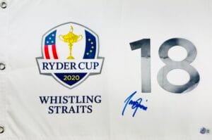 TONY FINAU SIGNED 2020 2021 RYDER CUP GOLF PIN FLAG WHISTLING STRAITS BAS J19