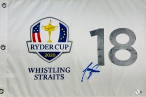 TONY FINAU SIGNED 2020 2021 RYDER CUP GOLF PIN FLAG WHISTLING STRAITS BAS K18