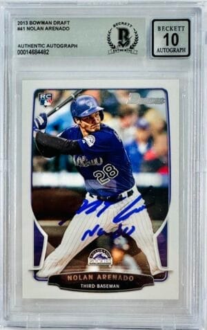 NOLAN ARENADO SIGNED 2010 BOWMAN DRAFT INSCRIBED ROOKIE RC CARD CARDINALS BAS 10