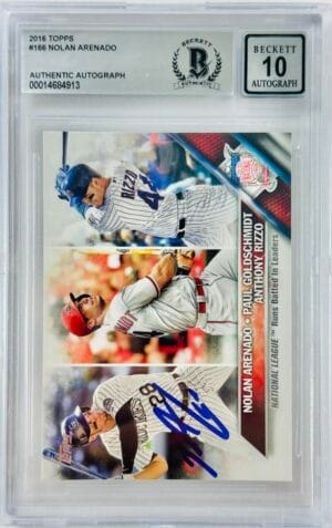 NOLAN ARENADO SIGNED 2016 TOPPS ON CARD AUTO ST.LOUIS CARDINALS AUTOGRAPH BAS 10