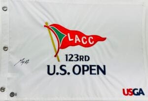 MAX HOMA SIGNED 2023 U.S. OPEN GOLF FLAG AUTOGRAPH 2024 BMW CHAMPIONSHIP BAS K78