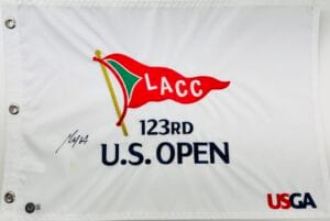 MAX HOMA SIGNED 2023 U.S. OPEN PIN FLAG AUTOGRAPH 2024 AUGUSTA MASTERS BAS J77