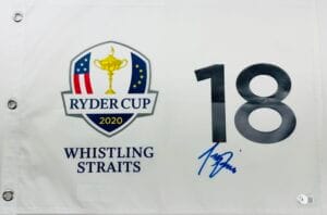 TONY FINAU SIGNED 2020 2021 RYDER CUP PIN FLAG WHISTLING STRAITS PGA BECKETT J15