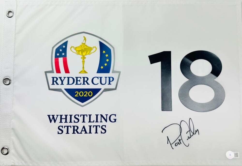 PATRICK CANTLAY SIGNED 2020 2021 RYDER CUP FLAG 2024 PGA CHAMPIONSHIP BAS J65