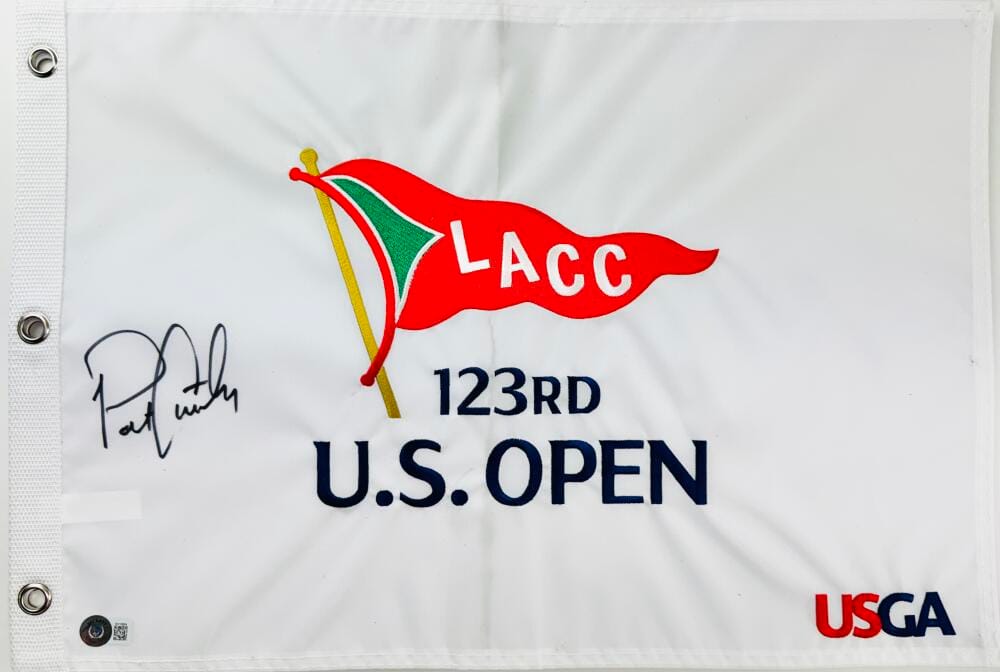 PATRICK CANTLAY SIGNED 2023 US OPEN FLAG 2024 PGA CHAMPIONSHIP AUTOGRAPH BAS K64