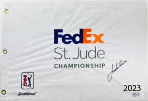 JORDAN SPIETH SIGNED 2023 FEDEX ST. JUDE CHAMPIONSHIP FLAG 2024 PGA BAS K91