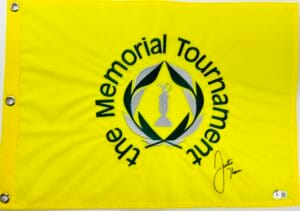 JUSTIN THOMAS SIGNED THE MEMORIAL TOURNAMENT PIN FLAG PGA CHAMPIONSHIP BAS K91
