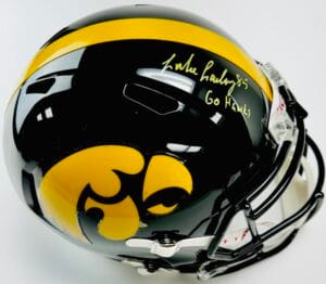 LUKE LACHEY SIGNED IOWA HAWKEYES FULL SIZE REP HELMET AUTOGRAPH BECKETT BAS K08