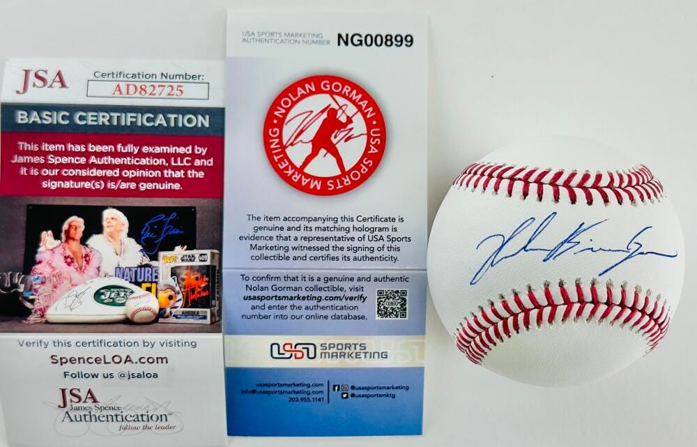NOLAN GORMAN SIGNED FULL NAME OMLB BASEBALL AUTOGRAPH ST. LOUIS CARDINALS JSA 25