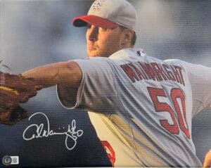 ADAM WAINWRIGHT SIGNED 11X14 STRETCHED CANVAS ST. LOUIS CARDINALS AUTOGRAPH BAS1