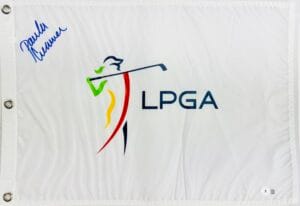 PAULA CREAMER SIGNED LPGA WOMENS FLAG U.S. OPEN SOLHEIM CUP AUTOGRAPH BAS K25