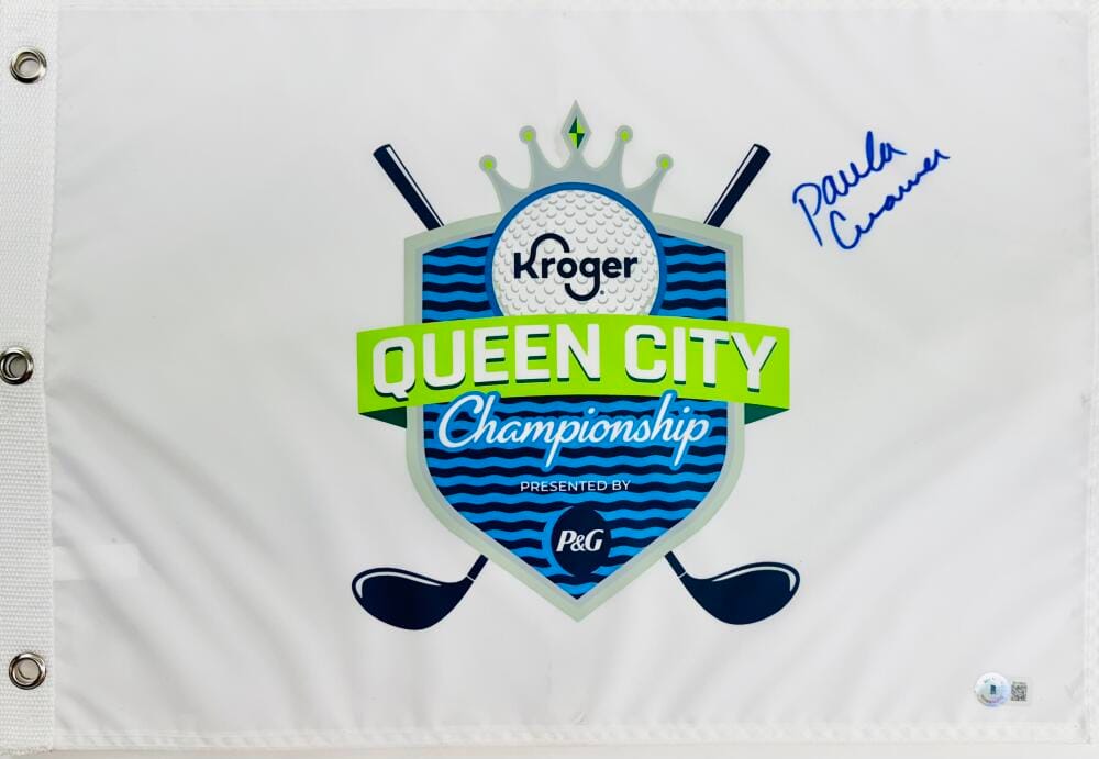 PAULA CREAMER SIGNED 2023 KROGER QUEEN CITY CHAMPIONSHIP FLAG AUTOGRAPH BAS K24