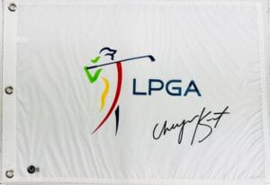 CHEYENNE KNIGHT SIGNED LPGA GOLF FLAG 2024 EVIAN CHAMPIONSHIP AUTOGRAPH BAS K17