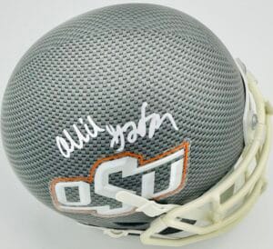 OLLIE GORDON SIGNED OKLAHOMA STATE COWBOYS CARBON MINI HELMET AUTOGRAPH BAS K435