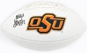 OLLIE GORDON SIGNED OKLAHOMA STATE COWBOYS OFFICIAL SIZE LOGO FOOTBALL BAS J51