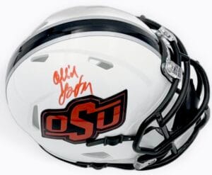 OLLIE GORDON SIGNED OKLAHOMA STATE CHROME DECAL MINI HELMET AUTOGRAPH BAS J433