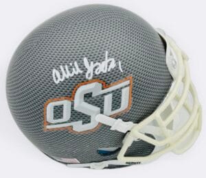 OLLIE GORDON SIGNED OKLAHOMA STATE COWBOYS CARBON MINI HELMET AUTOGRAPH BAS J434