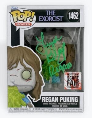 LINDA BLAIR SIGNED REGAN PUKING FUNKO POP 1462 THE EXORCIST AUTOGRAPH BAS K697