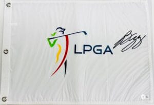 ROSE ZHANG SIGNED LPGA GOLF FLAG 2024 WOMENS US OPEN EVIAN AUTOGRAPH BAS K04