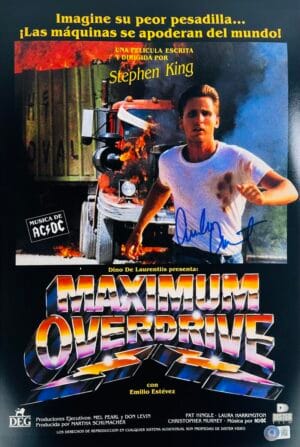 EMILIO ESTEVEZ SIGNED 11X17 PHOTO MAXIMUM OVERDRIVE AUTOGRAPH HORROR BAS 634